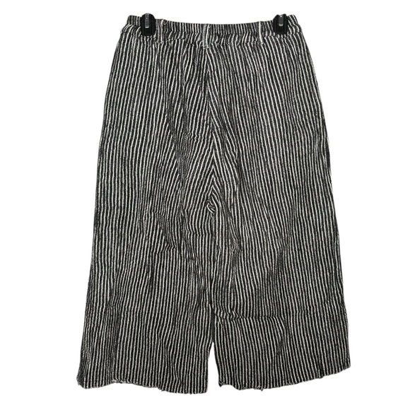 Anthropologie Rue Stiic crop wide leg pants black white stripe womens size large - Picture 2 of 4